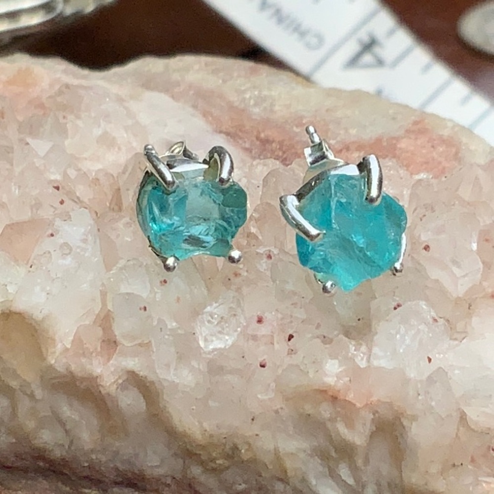 NEON BLUE APATITE 925 STERLING SILVER EARRINGS